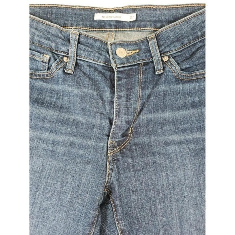 Levis 711 Skinny Ankle Jeans Womens 27 Dark Wash Blue Denim Mid Rise Stretch - Picture 3 of 9